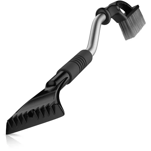 CSL-Computer Bearware - Eiskratzer mit Schneebürste für Auto Wohnmobil LKW – Länge 80 cm – ABS-Schaber – ergonomisch und langlebig – schonender Scheibenkratzer – Schneebesen - grau/schwarz