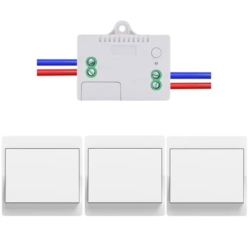 Cerhot funk lichtschalter 3er set outdoor funkschalter 230v funk lichttaster funk-wandschalter funkschalter fernbedienung batterielos kabellose lichtschalter funktaster für Lichter (EU 1Gang 3V1 A)