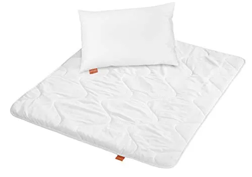sleepling 197122 Kinder Betten Set | Kinderkopfkissen Kissen 40 x 60 cm + Bettdecke 100 x 135 cm Winterdecke | Mikrofaser Decke | Ökotex | Wärmeklassengarantie | Made in EU, weiß