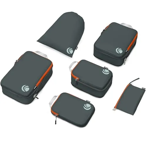 Cipway Kompressions-Packwürfel-Set, ultraleicht, erweiterbar, Reise-Organizer für Handgepäck (grau, 6 Stück)