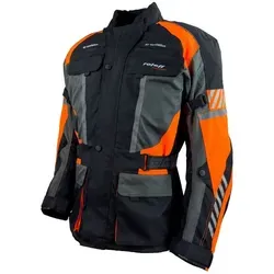 roleff Motorradjacke RO16012 Schwarz/Neon-Orange - Wasserdichte und atmungsaktive Motorradjacke mit Protektoren, ideal für Sicherheit und Komfort, auch in großen Größen und verschiedenen Farben erhältlich.