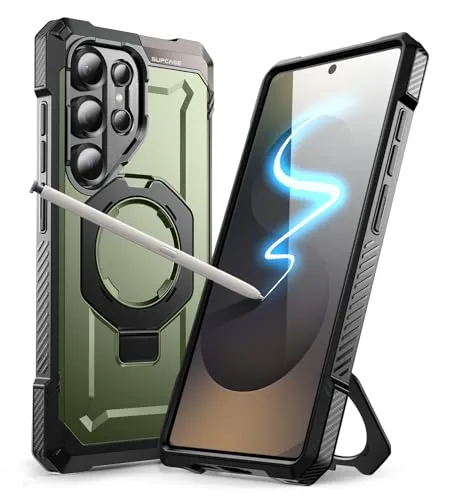SUPCASE Samsung Galaxy S25 Ultra Hülle mit Ringständer - Standard Handyhüllen mit integrierter Eisenplatte für magnetische Präzision, S Pen freundlich und 15 Fuß Fallschutz gemäß Militärstandards. Ideal für optimalen Schutz und Funktionalität.