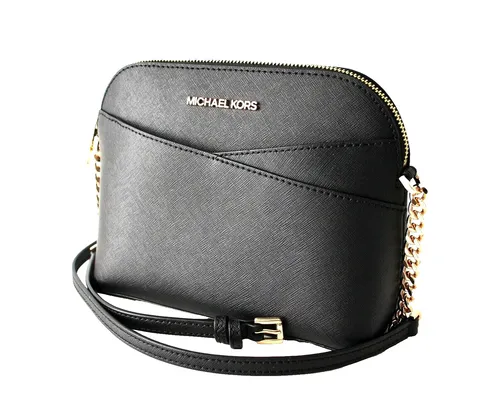 MICHAEL KORS JET SET TRAVEL MD DOME CROSSBODY Tasche - Damentasche aus hochwertigem Leder in Schwarz, mit goldfarbenem Verschluss und praktischem Fächersystem für optimale Organisation.