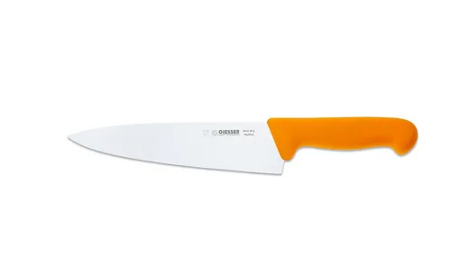Giesser Kochmesser 20 cm - Gelb, Breite Gestanzte Klinge - Küchenmesser für Hobby- und Profiköche, ergonomischer Griff für rutschsicheren Halt und präzises Schneiden von Fleisch, Obst und Gemüse.