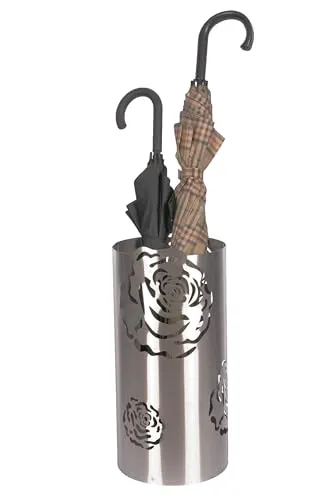 Regenschirmständer Design Rose, 49 x Ø 22,5 cm, Edelstahl mattiert, Marke: Szagato, Made in Germany (Schirmständer, Schirmhalter, Regenschirmhalter gebürstet)