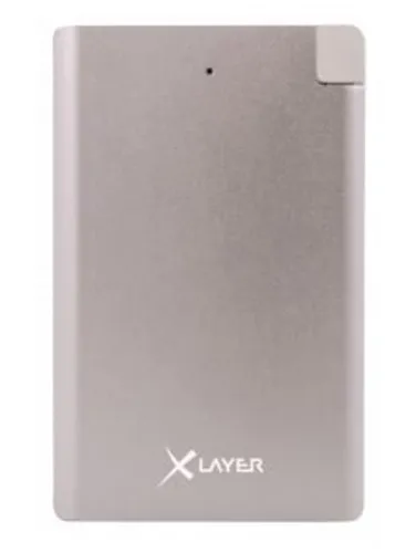 XLayer Powerbank Pocket Pro 2.500-mAh in Silber - Kompakte Powerbank mit 2.500 mAh, ideal für unterwegs. Perfekt, um Ihre Geräte jederzeit aufzuladen und immer verbunden zu bleiben.