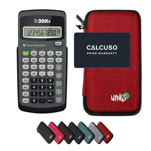 TI-30Xa inkl. WYNGS Schutztasche Rot - Wissenschaftlicher Taschenrechner - Basic Set