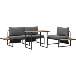 vidaXL Garten Essgruppe 3 pcs Anthrazit Stahl - Gartenmöbel-Set aus robustem, wetterfestem Stahl, ideal für Terrassen und Gärten. Das elegante Design sorgt für Komfort bei Mahlzeiten und Partys im Freien.