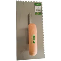 Hufa Glättekelle Stahl Holzgriff 280mm x 130mm 4x4mm gezahnt