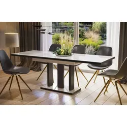 Endo-Möbel Esstisch Appia Special 130-210 cm - Erweiterbarer Küchentisch in Schwarz und Weiß Hochglanz - Eleganter Esstisch Appia, erweiterbar von 130 auf 210 cm. Robuste Verarbeitung mit fühlbarer Struktur. Ideal für gesellige Abende und platzsparend. Lieferung mit einfacher Montageanleitung.