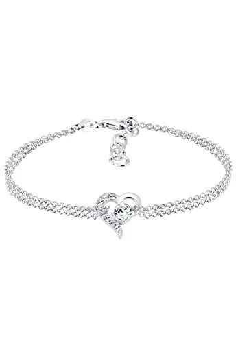 Elli Armband Damen Herz Symbol Liebe mit Kristallen - Armbänder für Damen, aus 925 Sterling Silber mit funkelnden Kristallen, ideal als stilvolles Geschenk für besondere Anlässe.