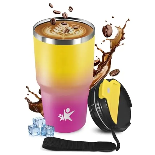 JAPORIA Thermobecher 600ml, Kaffeebecher to Go,Auslaufsicher Thermobecher mit Deckel,Doppelwandig Travel Mug,Isolierbecher für Sport, Laufen, Fahrrad, Sprudel, Camping