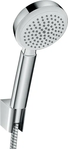 hansgrohe Crometta 100 1jet Wannen Set 26664400 - Brausegarnituren mit 100 mm Brausekopf für ein erfrischendes Rain-Dusch Erlebnis, inklusive 125 cm Metaflex Schlauch und verchromter Wandstütze.