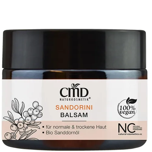 CMD Naturkosmetik Sandorini Balsam 50 ml - Intensiv pflegender Gesichtsbalsam - Tagespflege für sehr trockene Haut mit 100% pflanzlichen Ölen. Ideal für schuppige Stellen und als Winterschutz-Creme für Kinder. Vegan und zertifizierte Naturkosmetik.
