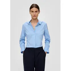 s.Oliver BLACK LABEL Bluse mit Ziernähten - Hellblau, Größe 44 - Damenbluse im Slim Fit aus elastischem Baumwollmix, mit eleganten Ziernähten und verdeckter Knopfleiste, ideal für schicke Anlässe.
