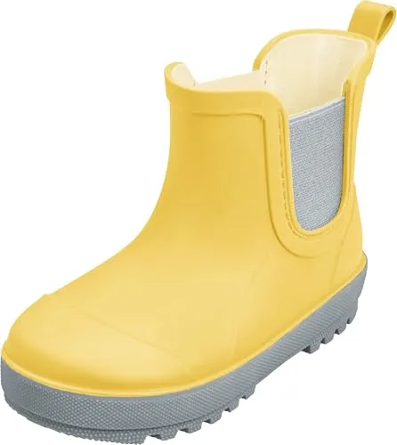Playshoes Jungen Unisex Halbschaft Gummistiefel, TPE gelb, 19 EU - Stiefel für Jungen, komplett wasserdicht und ideal für Regentage. Weiches Material passt sich optimal an die Kinderfüße an, mit Anziehschlaufe und griffiger Profilsohle für sicheres Laufen.
