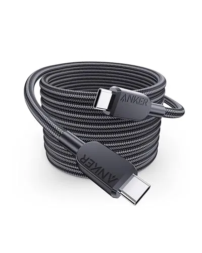 Anker 240W USB-C auf USB-C Kabel, 3m doppelt geflochtenes Nylon Typ-C Ladekabel, für iPhone 17 Pro Max/iPhone Air/16/15 Serie, Samsung Galaxy S25/S24, MacBook Pro/Air, iPad Pro/Air