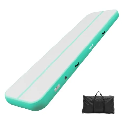 VEVOR Aufblasbare Gymnastikmatte 400x100x20 cm – Vielseitige Airtrack-Turnmatte in Mintgrün