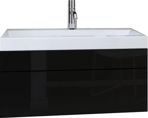 Meublorama FH-Vanity-80-N*1C/13KG, Hängender Waschtischunterschrank in Schwarz