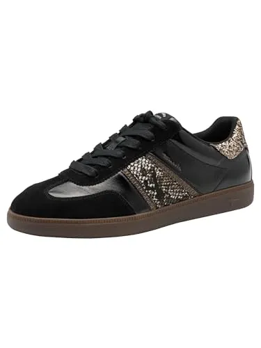 Tamaris 23624/43 Black/Snake Größe EU 37 - Sneaker mit modischem Low-Cut, bequemem Schnürverschluss und herausnehmbarem Fußbett, ideal für lässige Outfits und den Alltag.