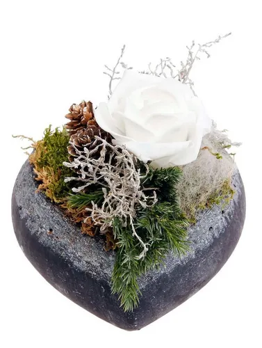 CreaFlor Home Dekokranz Herz, Handarbeit, natur, Motiv: Rose