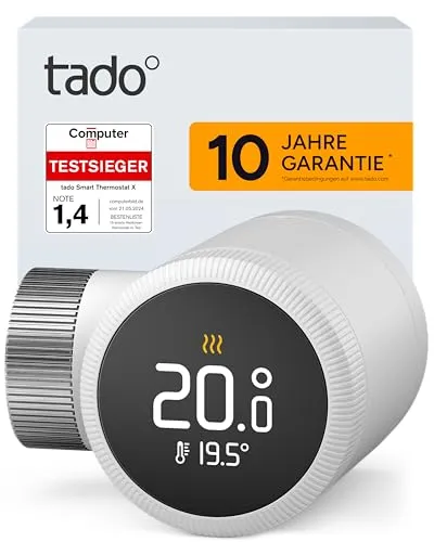 tado Smartes Heizkörperthermostat X - Heizungssteuerung per App, spart bis zu 22 % Energiekosten mit einfacher DIY-Installation und Smart Speaker Unterstützung