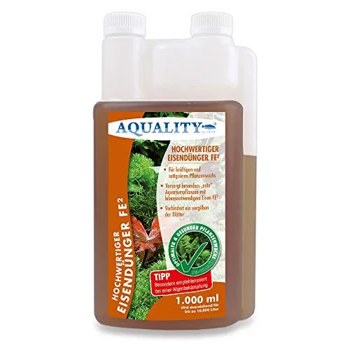 AQUALITY Aquarium Eisendünger FE² (Enthält den wichtigen und unentbehrlichen Pflanzennährstoff Eisen FE² - sattgrüner Pflanzenwuchs), Inhalt:1 Liter