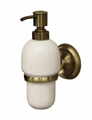 Seifenspender Antikes Messing Keramik - Eleganter Seifenspender aus Keramik im antiken Messing-Look, ideal für stilvolle Badezimmer und Küchen.