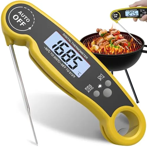 Retoo Fleischthermometer Grillthermometer Digitales Bratenthermometer Küchenther-mometer Digital Thermometer Sofortiges Auslesen 3s LCD Bildschirm Auto Off Backofenthermometer für Küche BBQ Ofen
