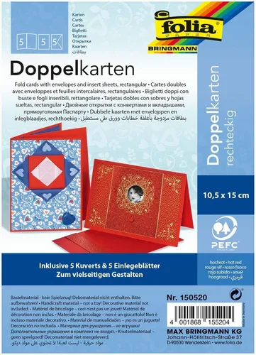folia Klappkarten-Set 105 x 150 mm hochrot