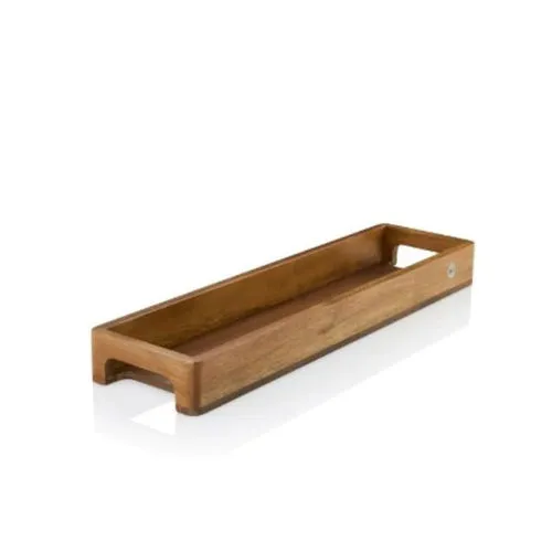 AdHoc Dekotablett Serve Slim 50x15,5 cm ST27 - Serviergeschirr aus hochwertigem Akazien- und Walnussholz, elegantes Design mit einzigartiger Maserung, ideal für die stilvolle Präsentation von Gewürzmühlen und Deko-Elementen.