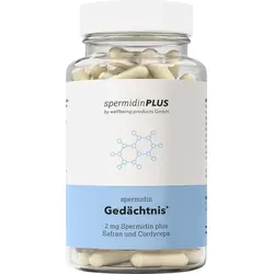 Spermidinplus Gedächtnis Kapseln - Nahrungsergänzungsmittel für geistige Fitness, mit 1,2 mg Spermidin, Ginkgo und B-Vitaminen. Ideal für mehr Vitalität und kognitive Funktion im Alltag.