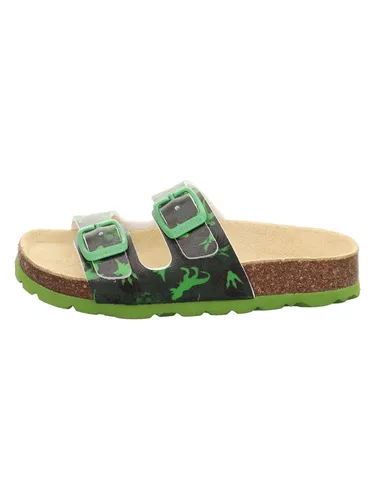 Superfit Fussbettpantoffel grün/mehrfarbig (7080) 31 - Hausschuhe für Mädchen mit orthopädischem Tieffußbett aus nachhaltigem Naturkork, verstellbaren Schnallen für optimalen Tragekomfort und non-marking Sohle für drinnen.