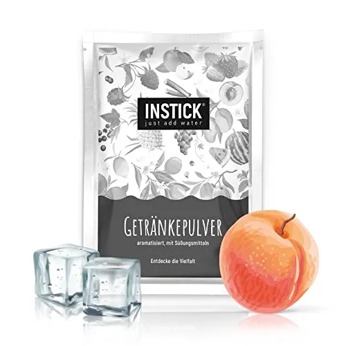 INSTICK Ice Tea Zuckerfreies Instant-Getränk (Eistee Pfirsich, Schwarzer Tee) – 1 Packung für 18 L – Veganes Getränkepulver Kalorienarm & Vitamin C – Instant-Pulver
