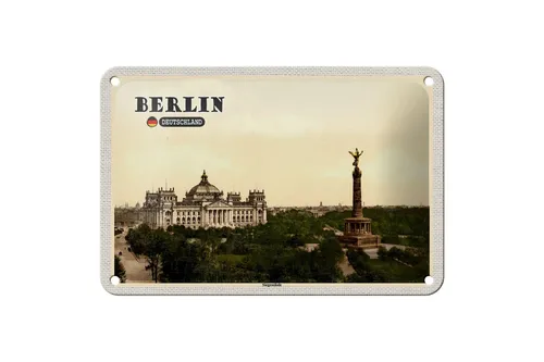 Blechschild Städte Berlin Siegessäule Deutschland Deko 18x12 cm Schild