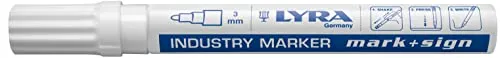 LYRA L4040001-1, Industriemarker weiß 2-4mm, für professionelle Markierungen auf glatten und rauen Oberflächen, 1 Marker