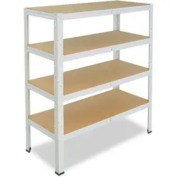 shelfplaza HOME Schwerlastregal 100x100x45 cm - 175 kg Traglast pro Boden - Werkstatteinrichtung mit 4 Böden, ideal für Garage und Büro. Das Regal überzeugt durch ein praktisches Stecksystem für einfachen Aufbau und hohe Stabilität.