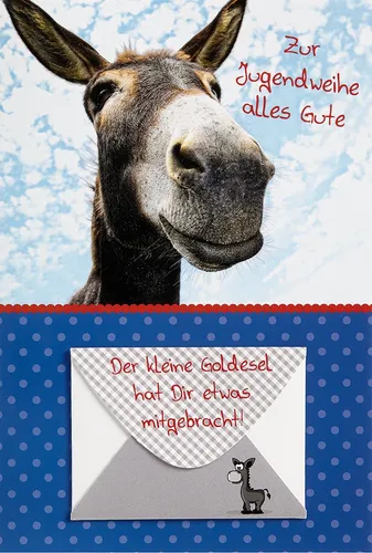Jugendweihe - Geldkarte - Glückwunschkarte im Format 11,5 x 17 cm mit Briefumsch