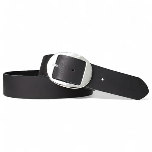 FRONHOFER Damen Ledergürtel Rindsleder 4 cm breit 2-3 mm dünn ovale Metallschnalle 7,5x5,5 cm Wechselgürtel Größen 85-125 sportlich für Jeans Made in Germany