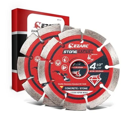 EZARC Diamant Trennscheibe 115 mm, Diamantscheibe Trennscheibe Segmentiert, Trennen und Schneiden für Granit, Stein, Ziegelstein, Marmor (2er-Set)