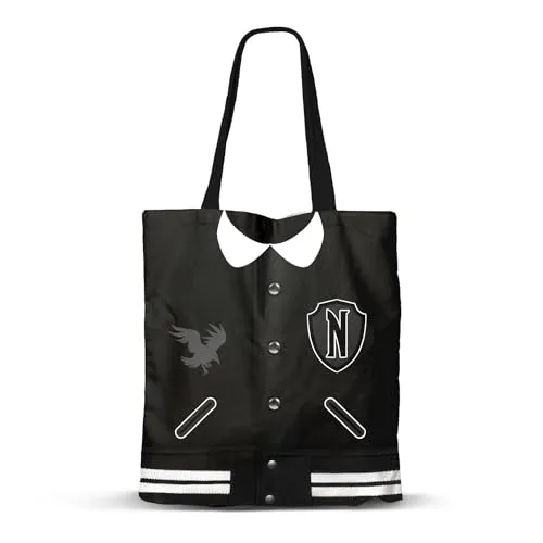 Wednesday Varsity-Shopping Bag Einkaufstasche, Schwarz
