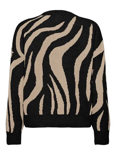 ONLY Damen Onlhazel Pullover - Schwarz/Humus, XS - Stylischer Knit Fit Pullover für Damen mit tief angesetzten Schultern und gerippten Ärmelbündchen, ideal für einen modernen Look.