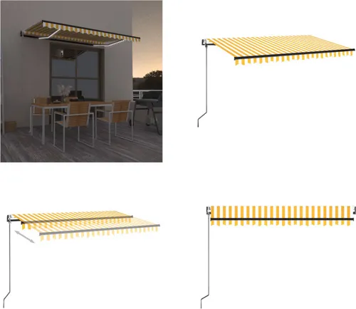 vidaXL Automatische Markise mit LED & Windsensor 450x350 cm Gelb/Weiß