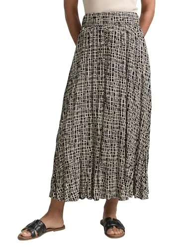TOM TAILOR Damen 1046452 Midi Rock, 38117-Abstract Black Grid Design, 38