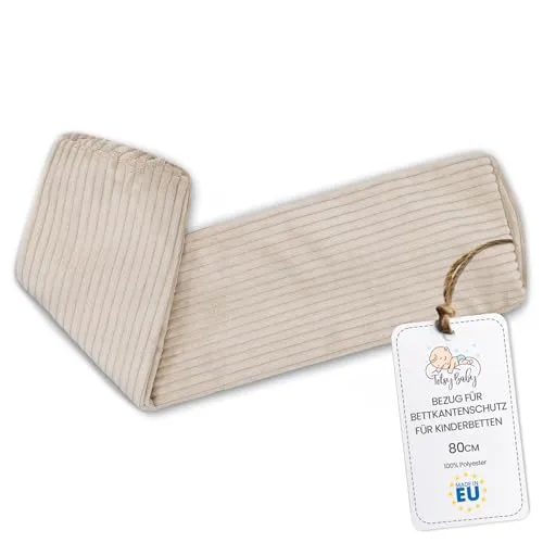 Bezug für Bettkantenschutz für Kinderbetten 80 cm - Schutz für Bettrahmen Baby Bett rausfallschutz boxspringbett bettgitter Kantenschutz Kinder Babybett Beige B