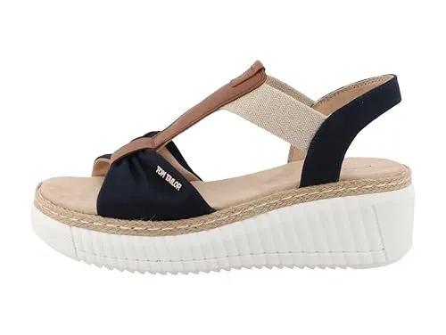 Tom Tailor Sandale - Damen - Gr. 37 - Dunkelblau - Wanderschuhe mit bequemen Keilabsätzen für ganztägigen Tragekomfort und sicherem Stand. Ideal für Outdoor-Aktivitäten und entspannte Spaziergänge.