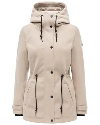 Navahoo Damen Übergangsmantel in Wollmantel-Optik mit Taillenzug und Kapuze - Stylischer Übergangsmantel für Damen aus hochwertigem, kuschelig weichem Material. Ideal für wechselhaftes Wetter, mit verstellbarer Kapuze und praktischen Taschen. Perfekt für urbane Looks und klassische Outfits.