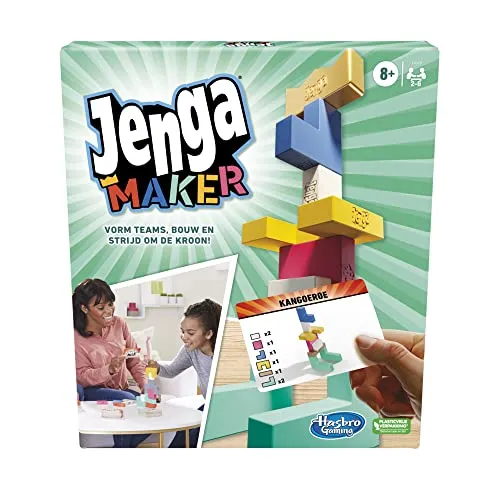 Hasbro Jenga Maker, Authentische Hartholzblöcke, Turmbauen, Spiel für Kinder ab 8 Jahren, Spiel für 2-6 Spieler