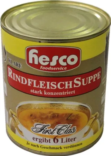 Hesco klare Rindfleischsuppe stark konzentriert Dosensuppe 850ml
