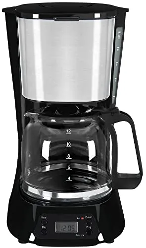 Exquisit Kaffeemaschine KA 6119 isw - Kaffeemaschine für bis zu 15 Tassen, mit Warmhalteplatte und praktischer Timer-Funktion für frisch gebrühten Kaffee jederzeit.